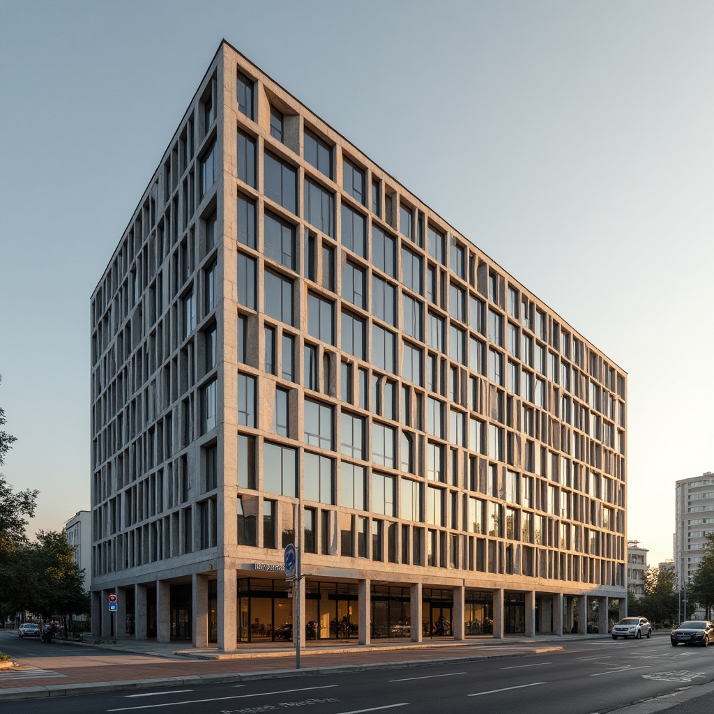 Exteriorul unei clădiri de birouri cu linii geometrice, în București